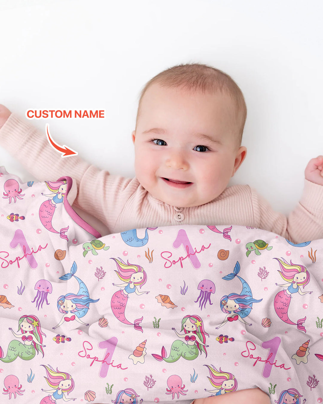 Custom Name Birthday Mermaid Bamboo Blanket