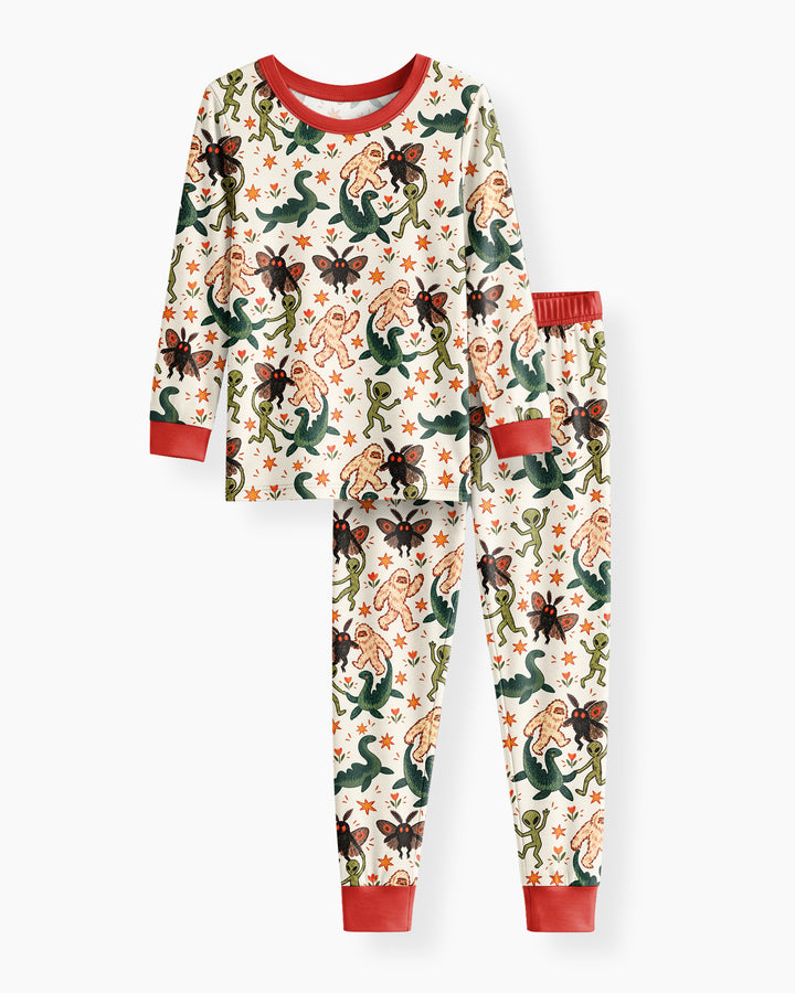 Dancing Cryptids Bamboo Two Piece Long Sleeve Pajama Set