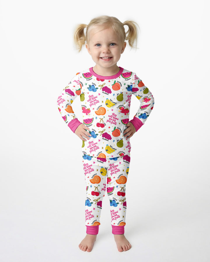 They Will Know You By Your Fruits Bamboo Two Piece Long Sleeve Pajama Set