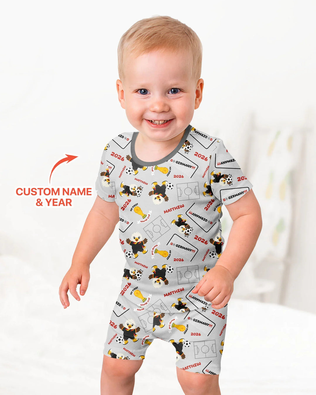 Zweiteiliges Pyjama-Set mit kurzen Ärmeln und Shorts im Sommer-Design