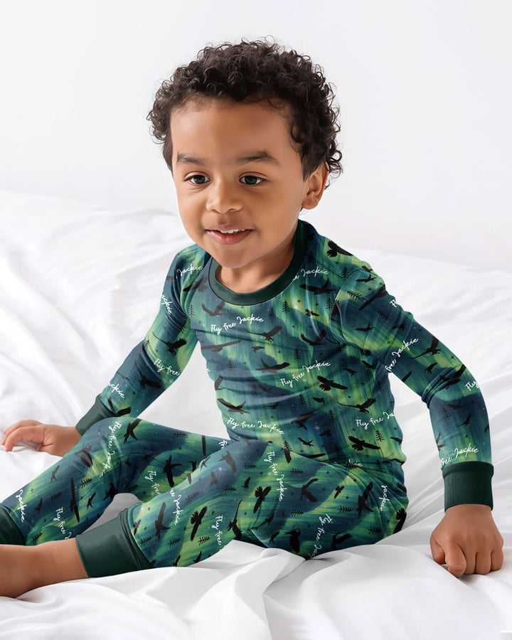 Fly Free Jackie Eagle Bamboo Two Piece Long Sleeve Pajama Set
