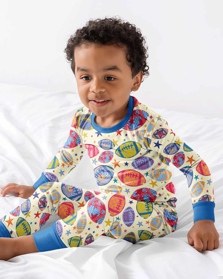 Football Season Bamboo Two Piece Long Sleeve Pajama Set