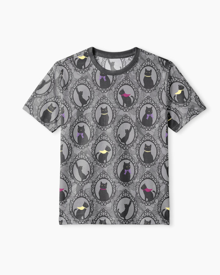 Midnight Cat Parade Bamboo Men Short Sleeve Short Pajama Set