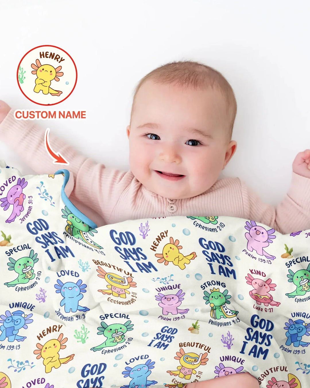 Axolotl God Says I Am Custom Name Bamboo Blanket