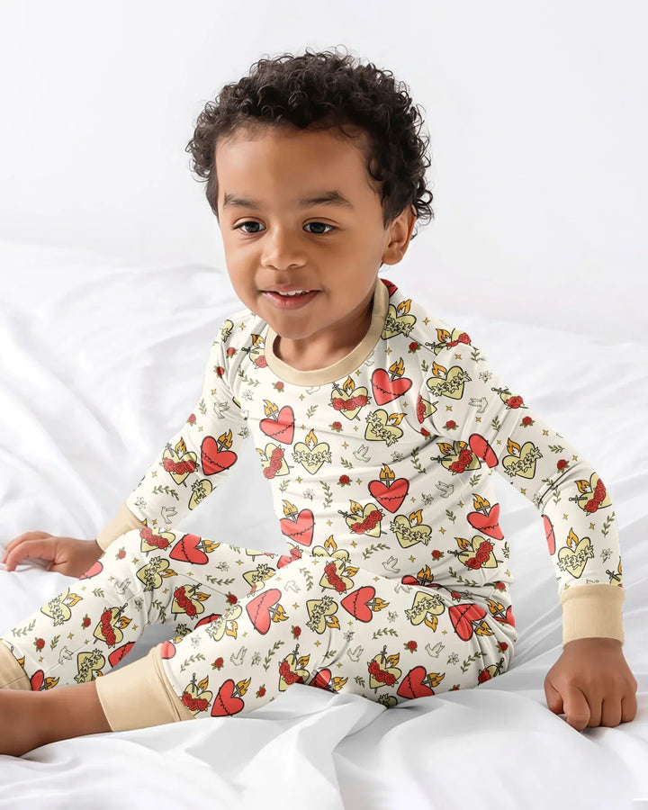 Zweiteiliges Langarm-Pyjama-Set mit Sommerfrüchten