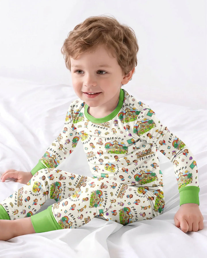 Zweiteiliges Langarm-Pyjama-Set mit Sommerfrüchten