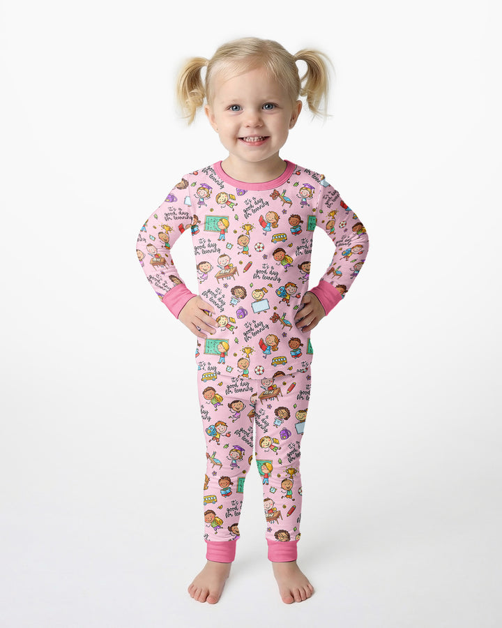 Zweiteiliges Langarm-Pyjama-Set mit Sommerfrüchten