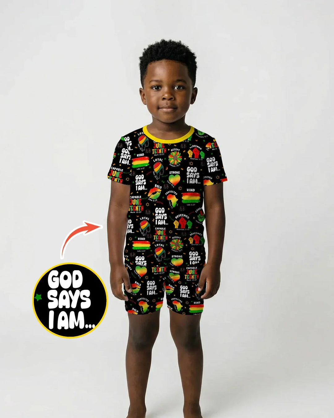 Template Zweiteiliges Pyjama-Set mit kurzen Ärmeln und Shorts