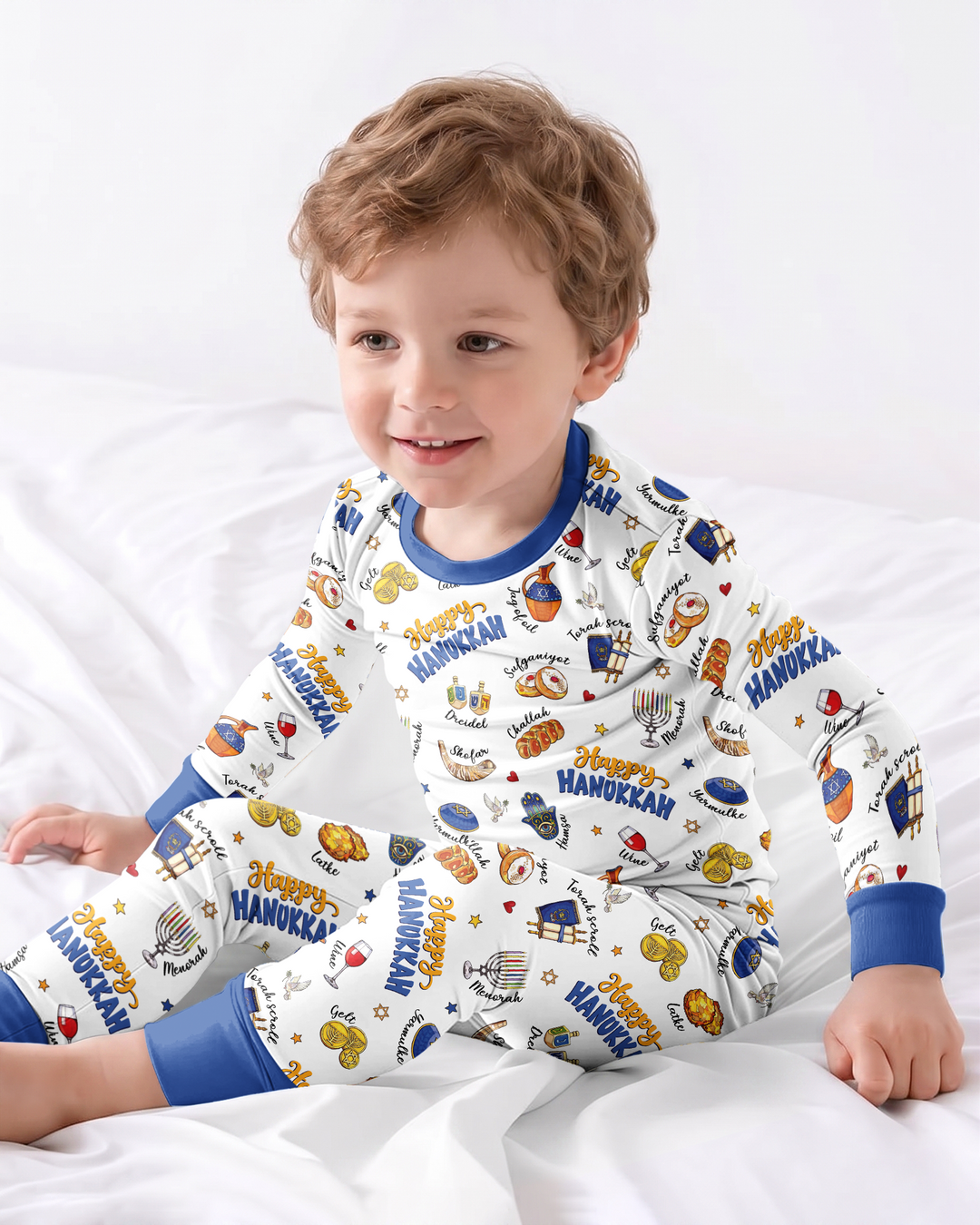Tis The Season Hanukkah Bamboo Two Piece Long Sleeve Pajama Set