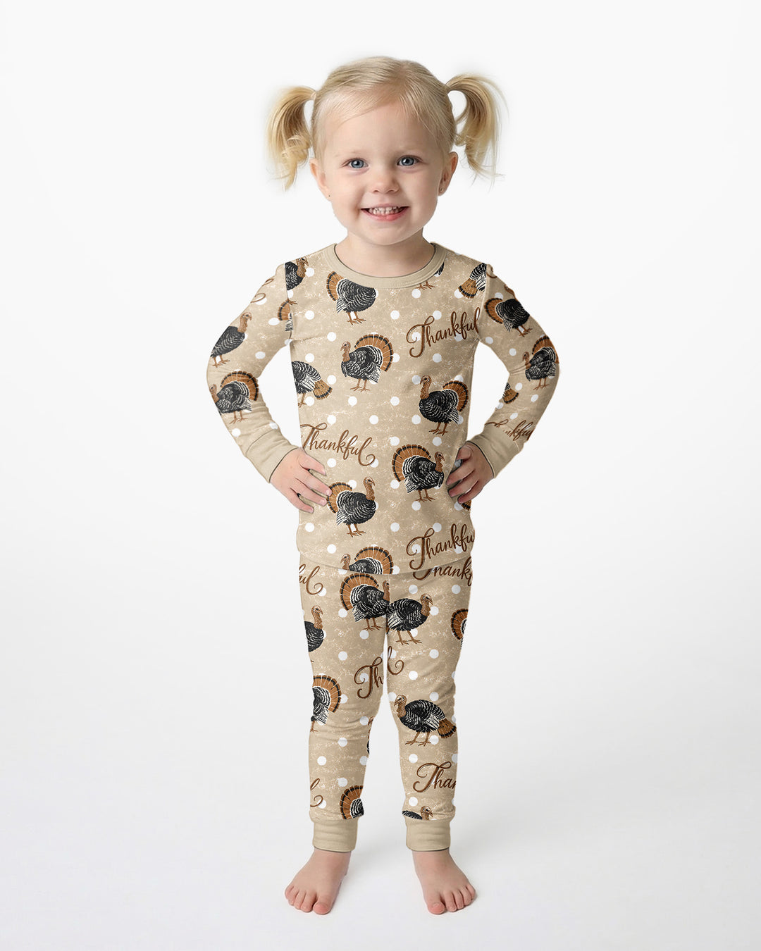Turkey Thankful Bamboo Two Piece Long Sleeve Pajama Set