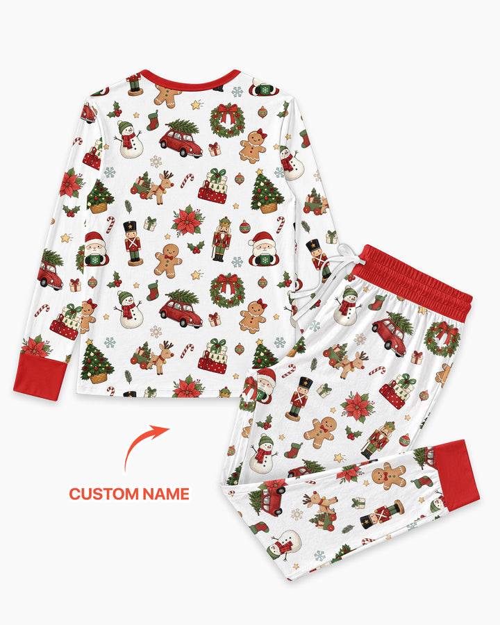Custom Name Christmas 2026 Crew Bamboo Women Pajama Set