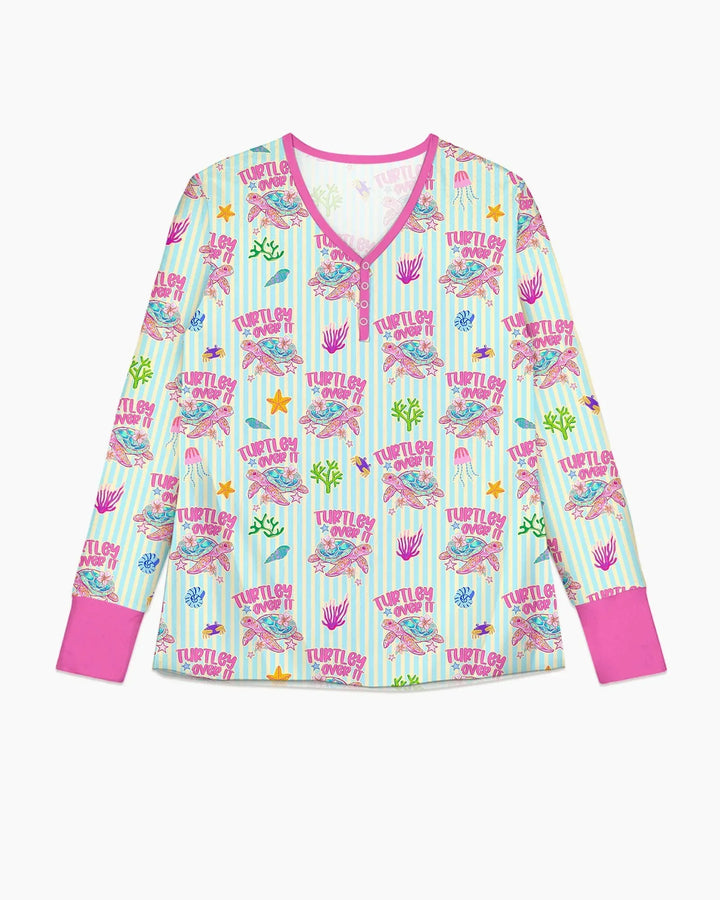 Turtley Over It Passender Familien-Bambus-Damen-Pyjama-Set