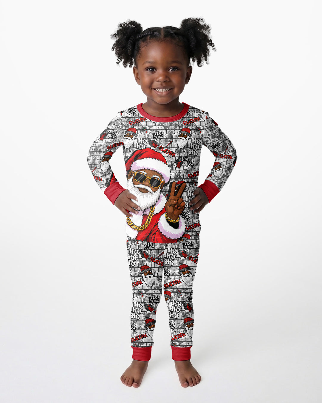 Santa Swag Christmas Bamboo Two Piece Long Sleeve Pajama Set