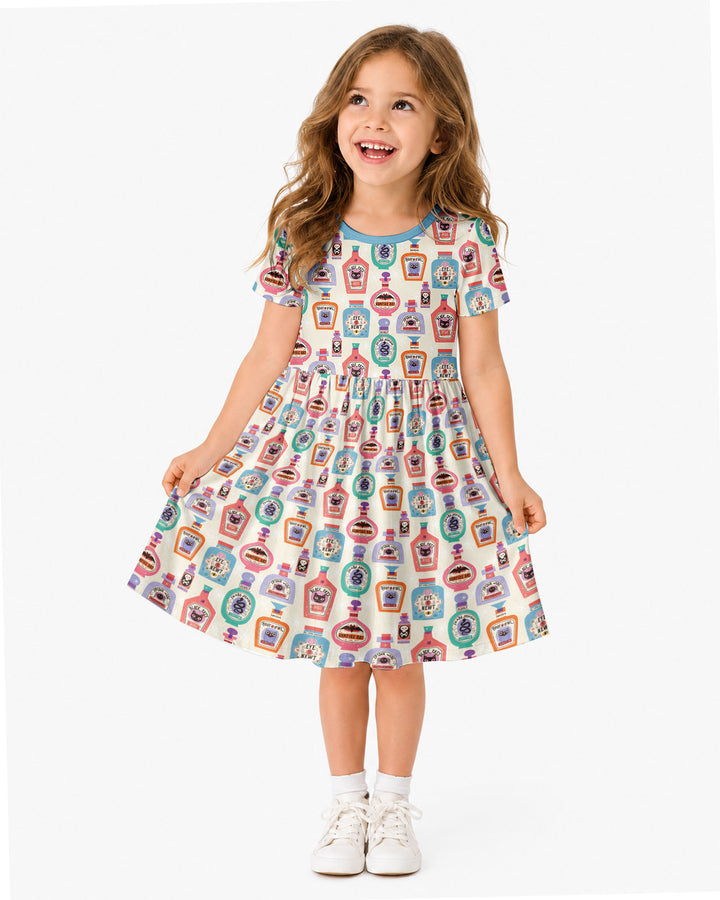 Retro Halloween Potions Bamboo Twirl Dress