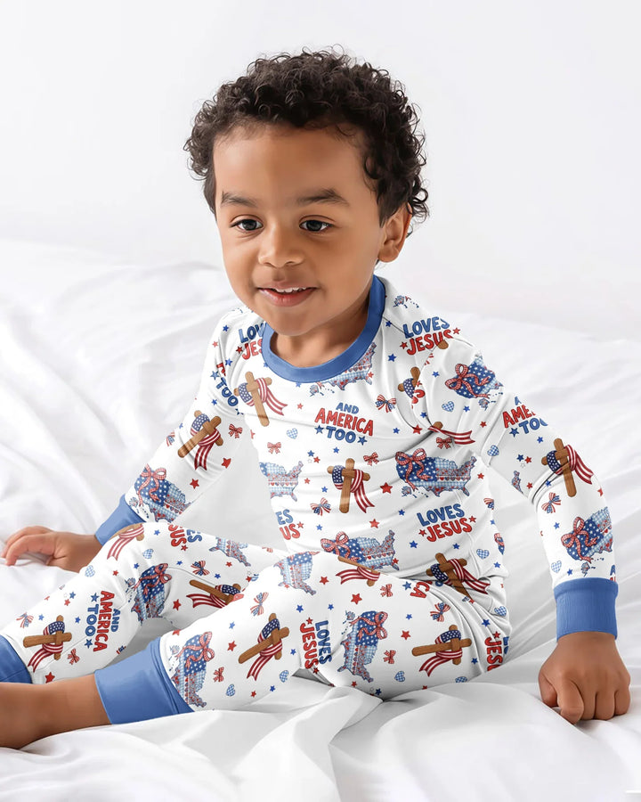 Zweiteiliges Langarm-Pyjama-Set mit Sommerfrüchten