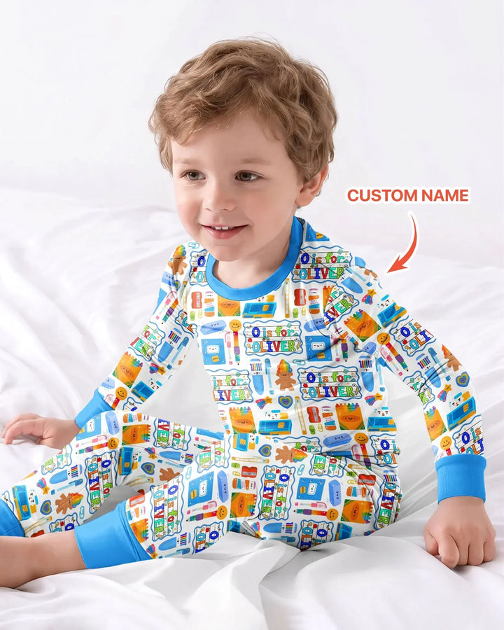 Zweiteiliges Langarm-Pyjama-Set mit Sommerfrüchten