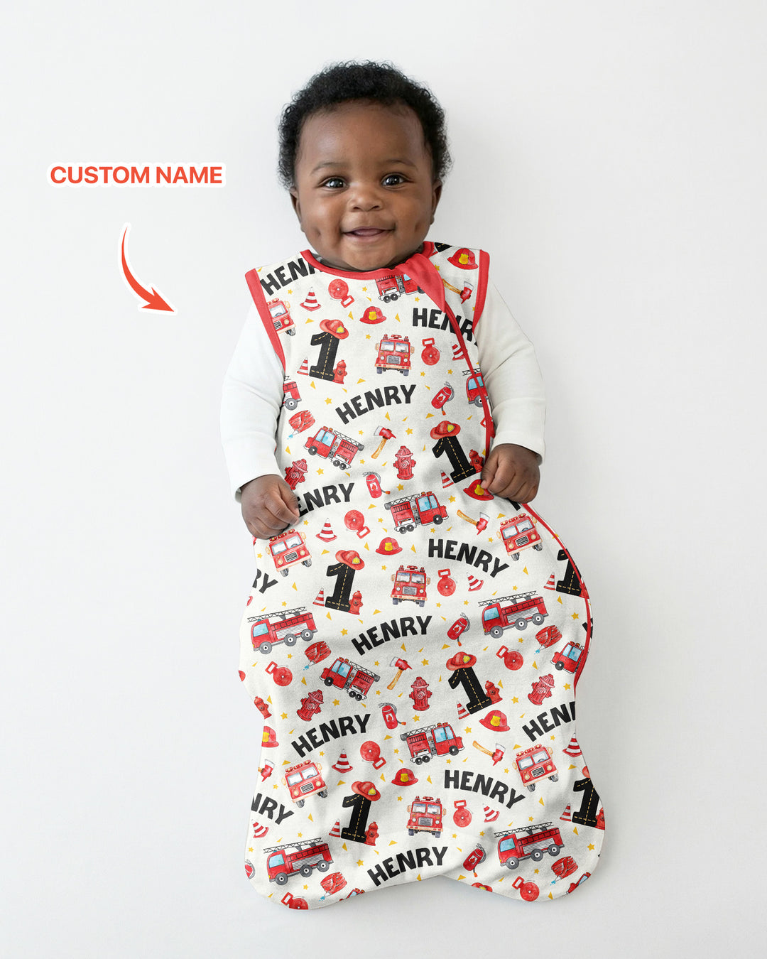 Custom Name Fire Truck Birthday Boy Bamboo Sleep Bag