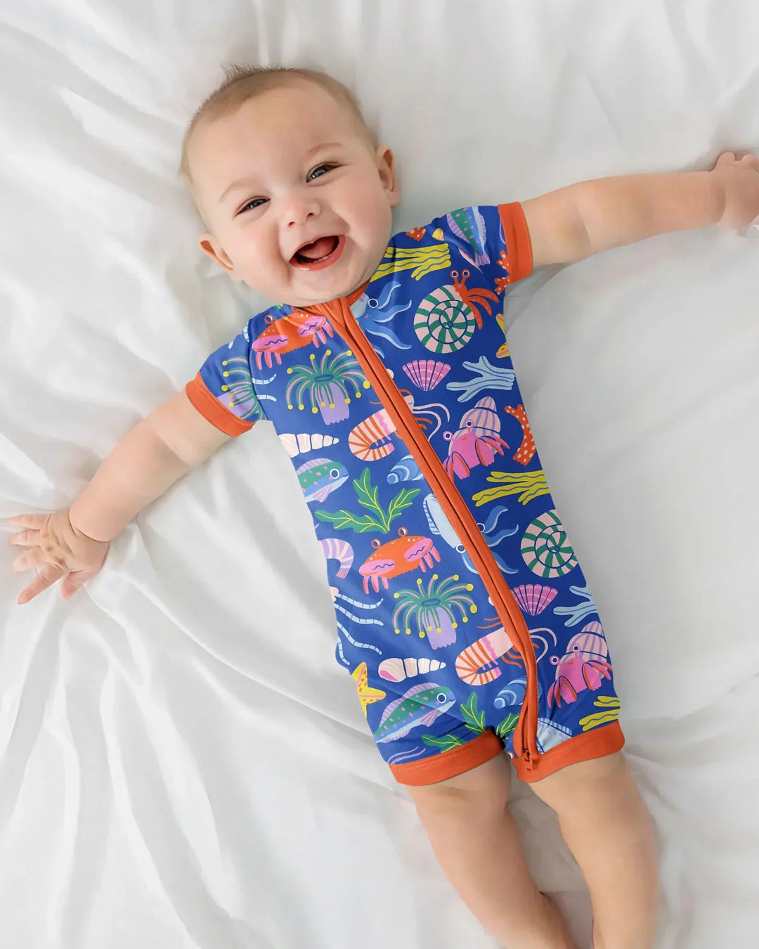 Under the Sea Bamboo Shorty Zippered Romper