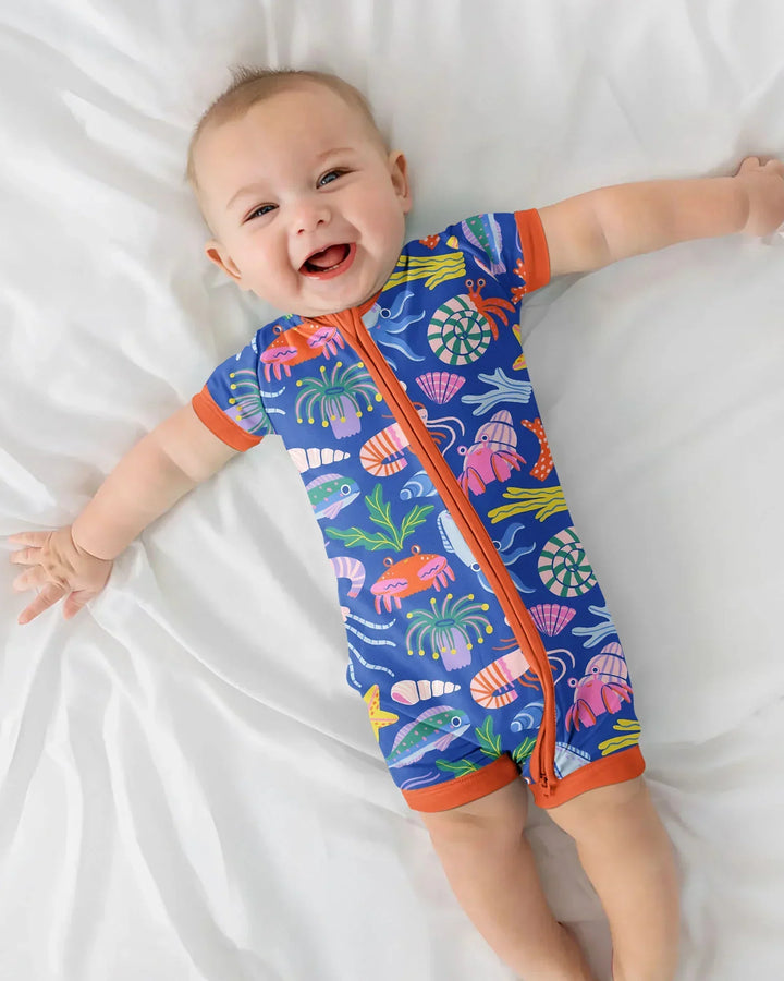 Under the Sea Bamboo Shorty Zippered Romper