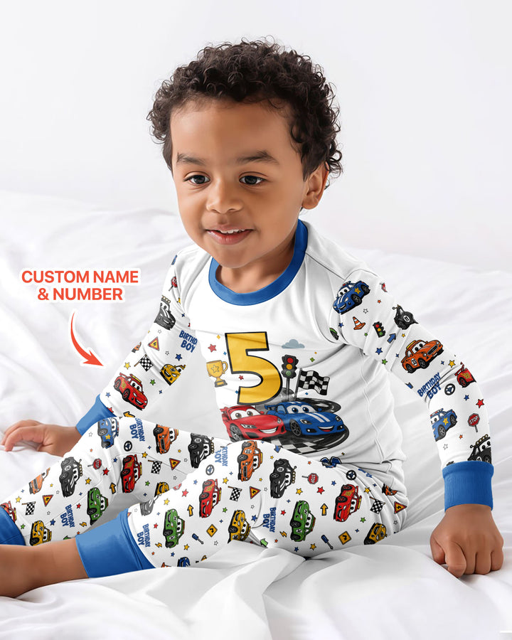 Birthday Racing Adventure Bamboo Two Piece Long Sleeve Pajama Set