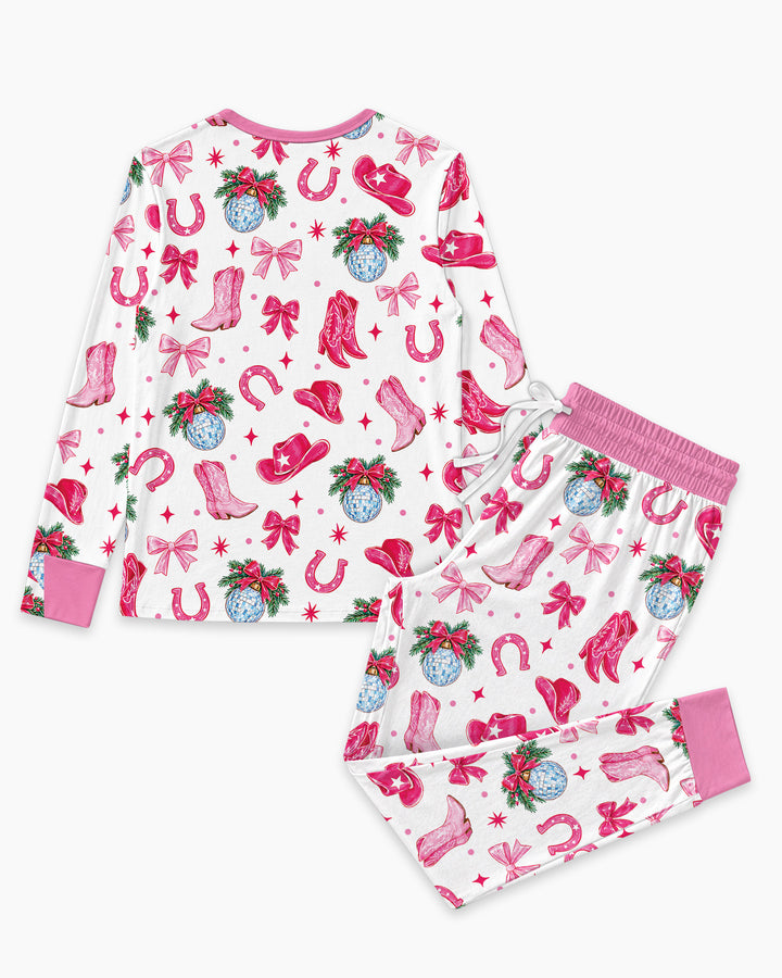 Western Christmas Giddy-up Jingle Horse Bamboo Women Pajama Set