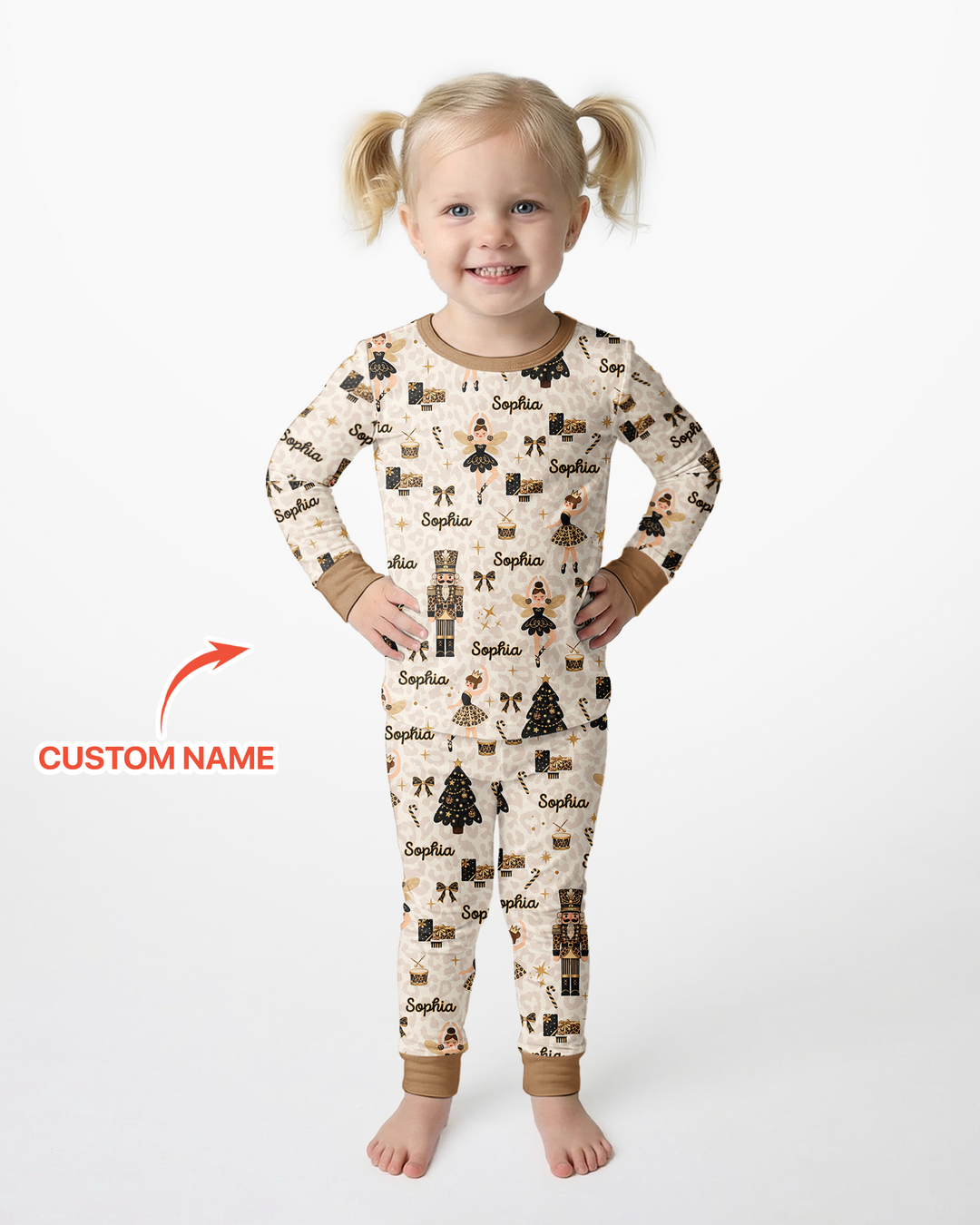 Custom Name Leopard Nutcracker Era Bamboo Two Piece Long Sleeve Pajama Set