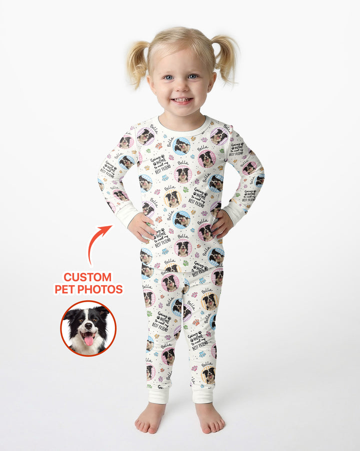 Custom Pet Photo My First Best Friend Bamboo Two Piece Long Sleeve Pajama Set