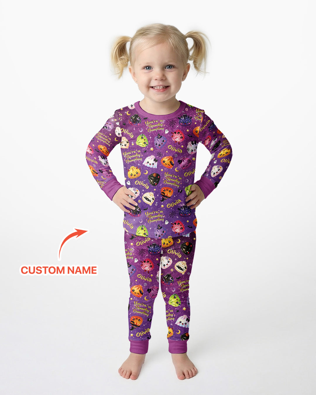Custom Name You're A Spooky Dumpling Bamboo Two Piece Long Sleeve Pajama Set
