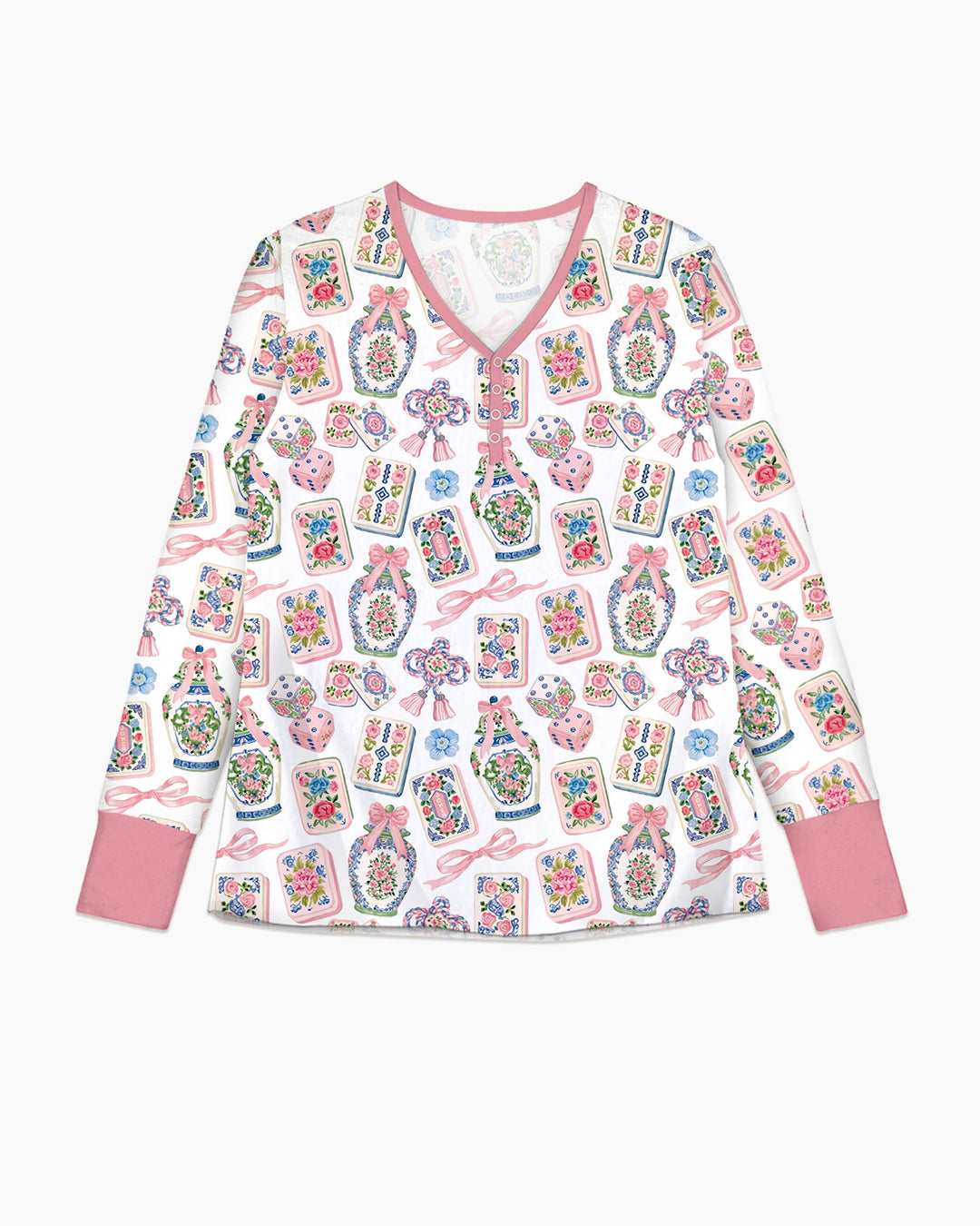 Chinoiserie Mahjong Mommy & Me Matching Bamboo Women Pajama Set