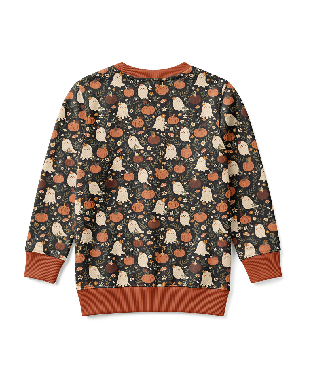 Ghost Pumpkin Harvest Floral Halloween Bamboo Crewneck Sweatshirt