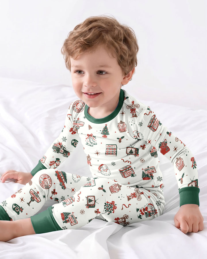 North Pole Retro Bamboo Two Piece Long Sleeve Pajama Set