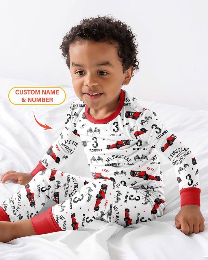 Custom Birthday My First Lap Around The Track Bamboo Two Piece Long Sleeve Pajama Set