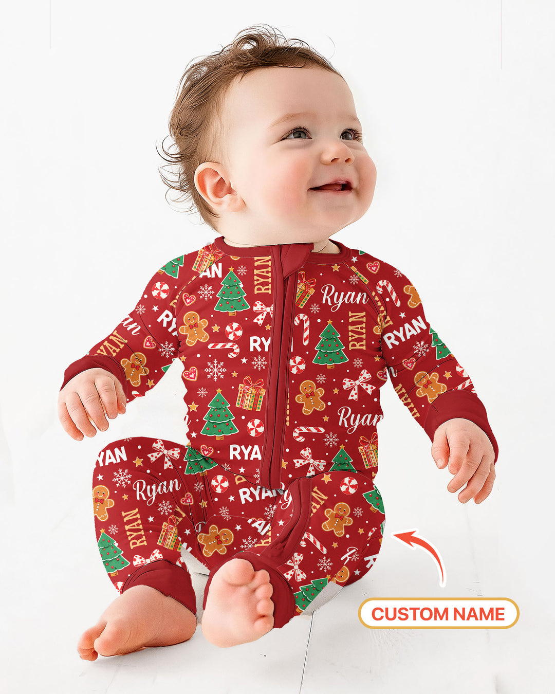 Custom Name Christmas Crew Family Matching Bamboo Convertible Zippy