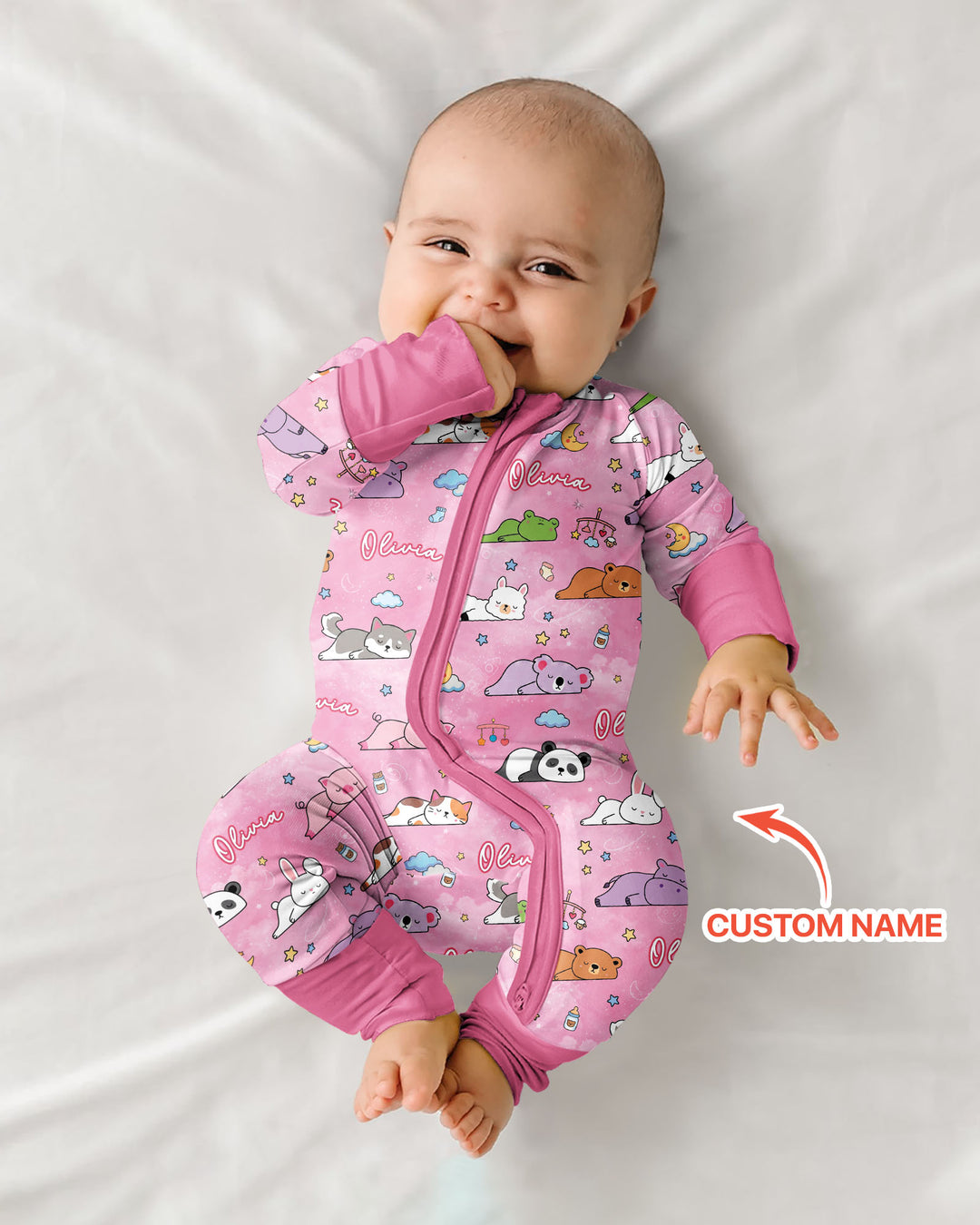 Custom Name Sleeping Cutie Bamboo Convertible Zippy