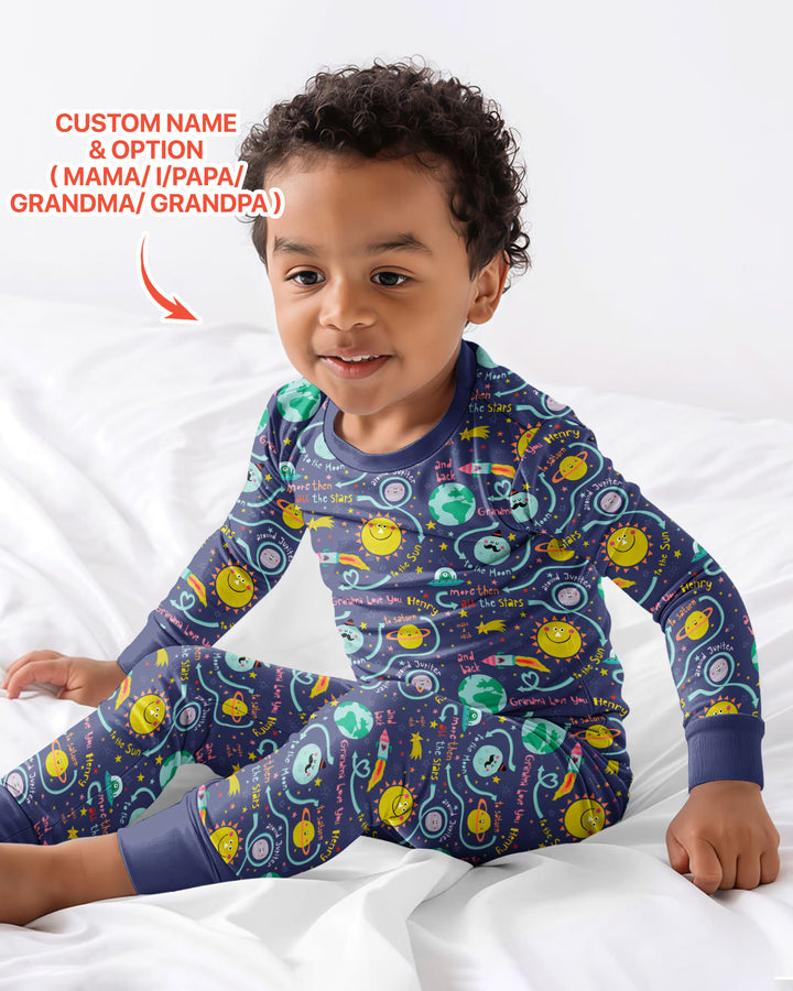 Love to the Moon and Back  Bamboo Two Piece Long Sleeve Pajama Set