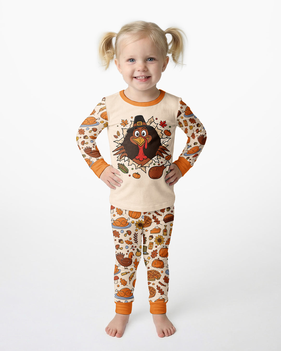 Funny Turkey on Thanksgiving Bamboo Two Piece Long Sleeve Pajama Set