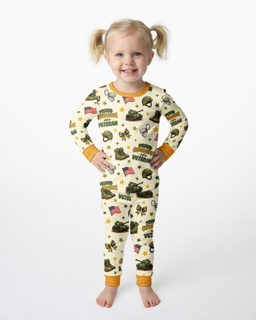 Proud Grandchild Of A Veteran Bamboo Two Piece Long Sleeve Pajama Set