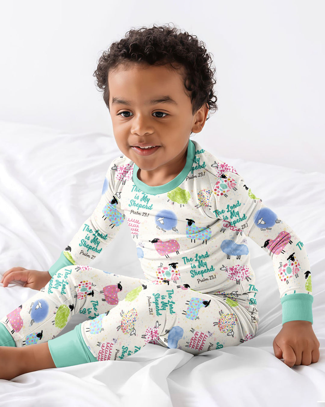 The Lord Is My Shepherd Psalm 23 Bamboo Two Piece Long Sleeve Pajama Set