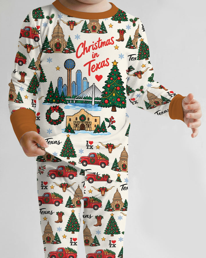 Christmas In Texas Bamboo Two Piece Long Sleeve Pajama Set