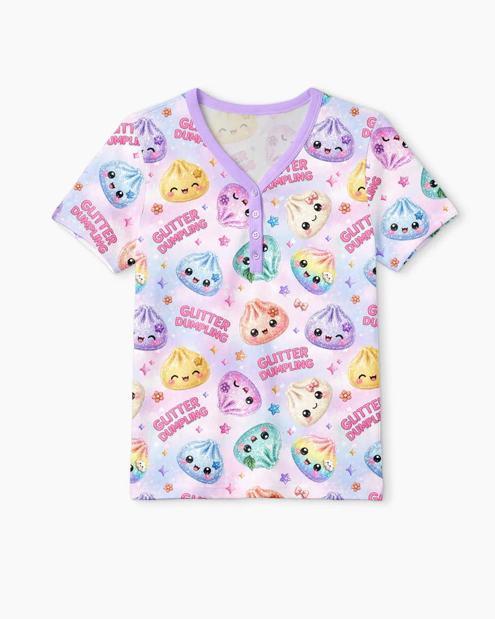 Glitter Dumpling Bamboo Women Short Sleeve Short Pajama Set