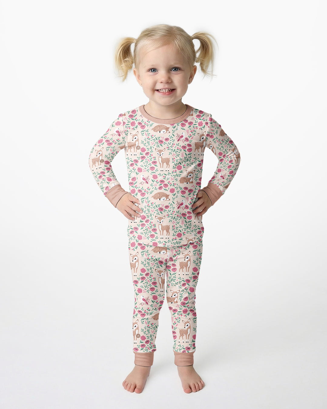 Little Deer Meadow Bamboo Two Piece Long Sleeve Pajama Set
