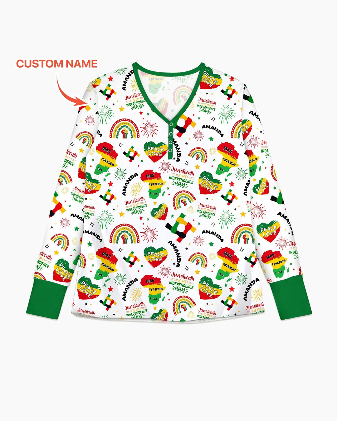 Custom Name Juneteenth Is My Independence Day Bambus Damen Pyjama Set