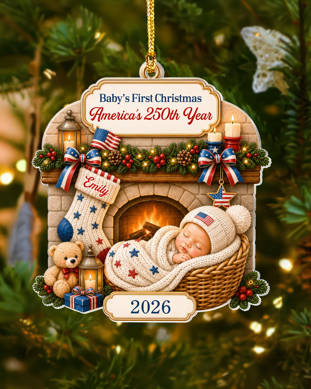 Baby's 1st Christmas 250th America's Anniversary Acrylic Ornament
