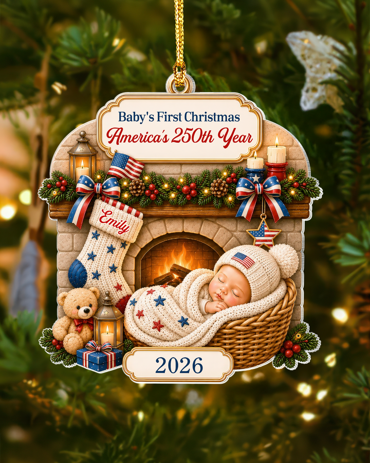 Baby's 1st Christmas 250th America's Anniversary Acrylic Ornament