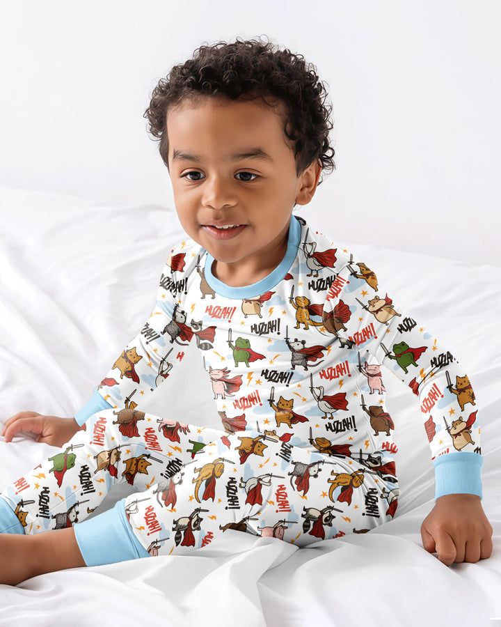 Zweiteiliges Langarm-Pyjama-Set mit Sommerfrüchten