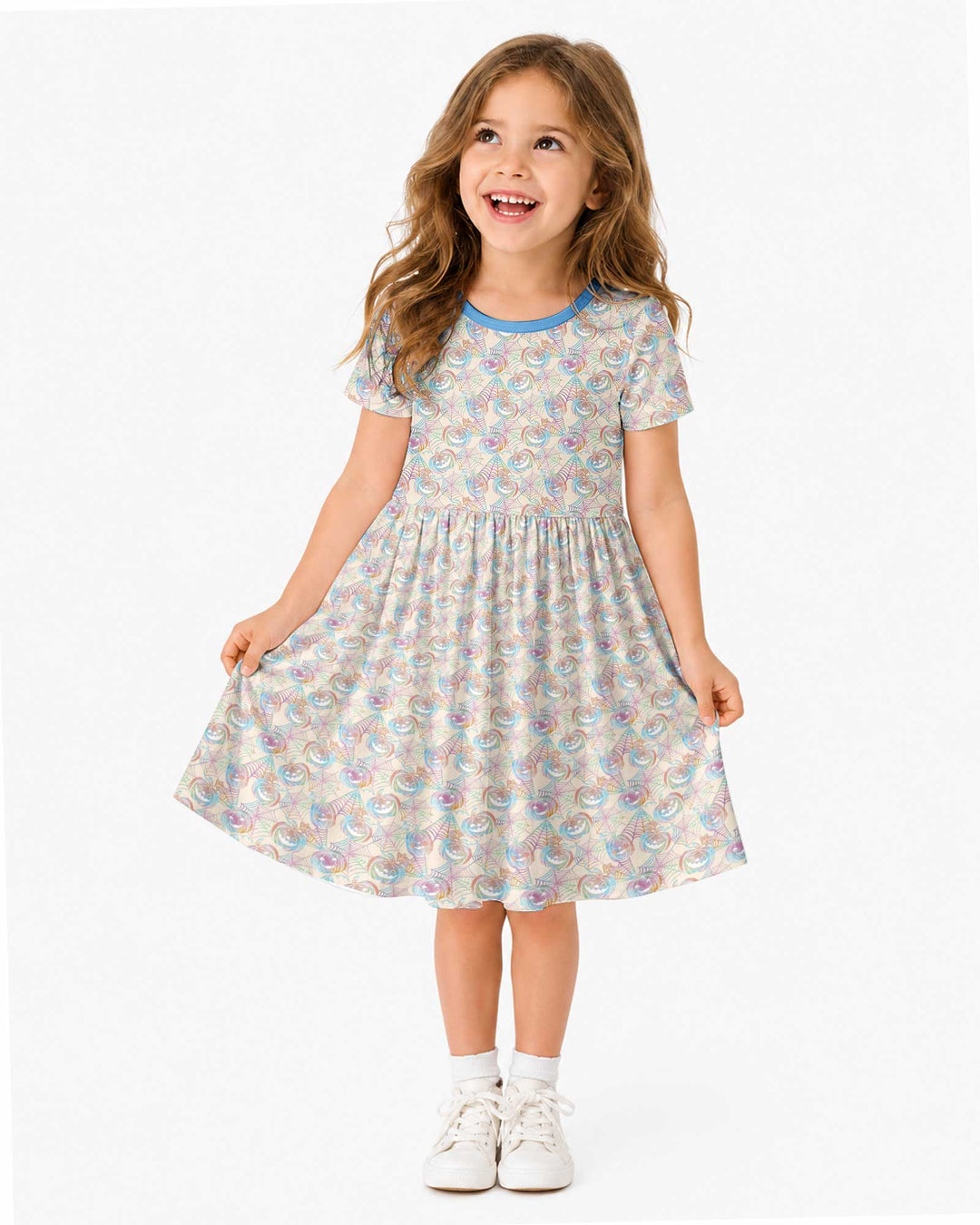 Pastel Halloween Jack O Lanterns Bamboo Twirl Dress