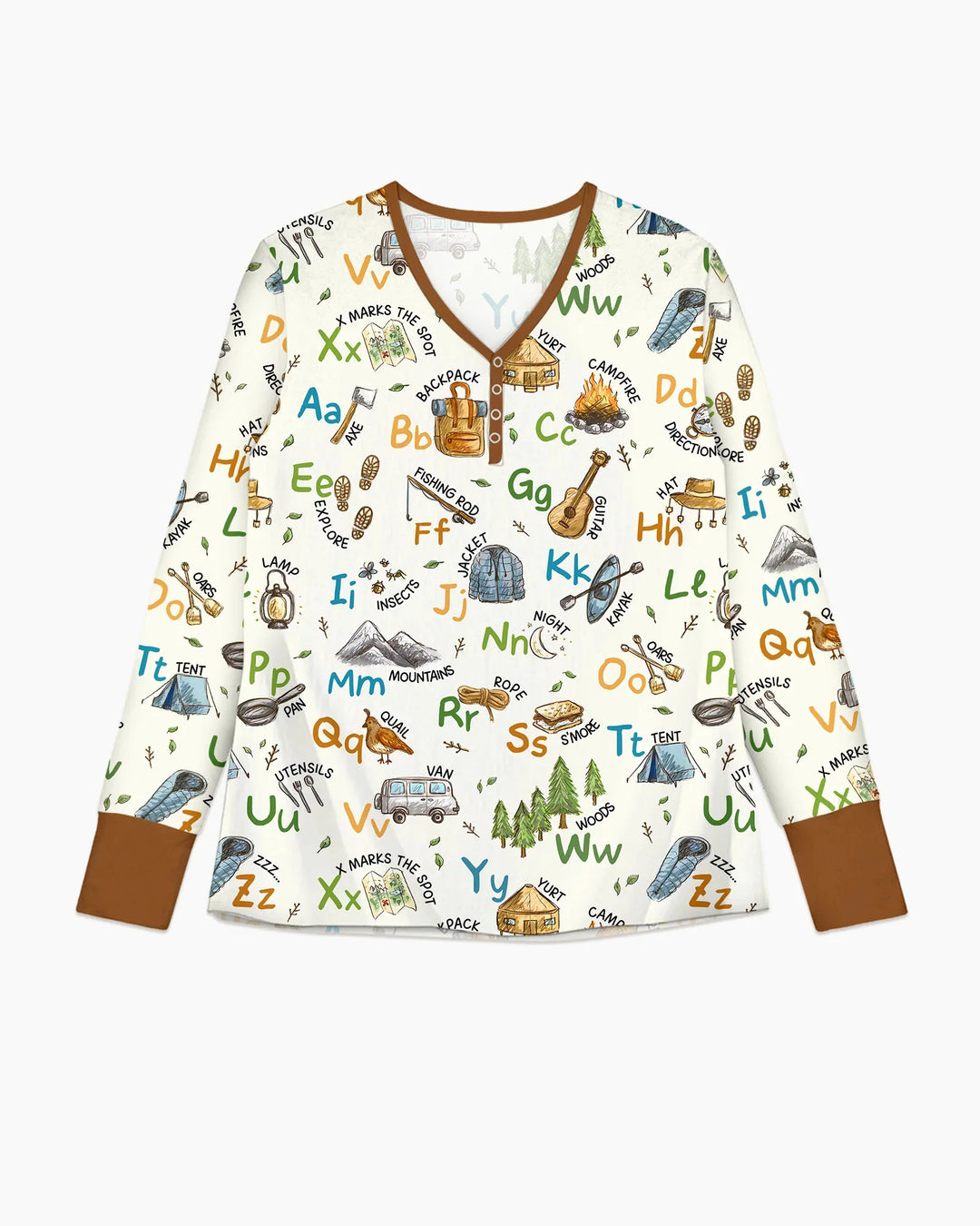 Adventure Alphabet ABCs Summer Camp Bamboo Women Pajama Set
