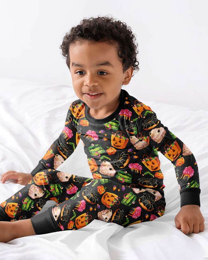 Zweiteiliges Langarm-Pyjama-Set mit Sommerfrüchten