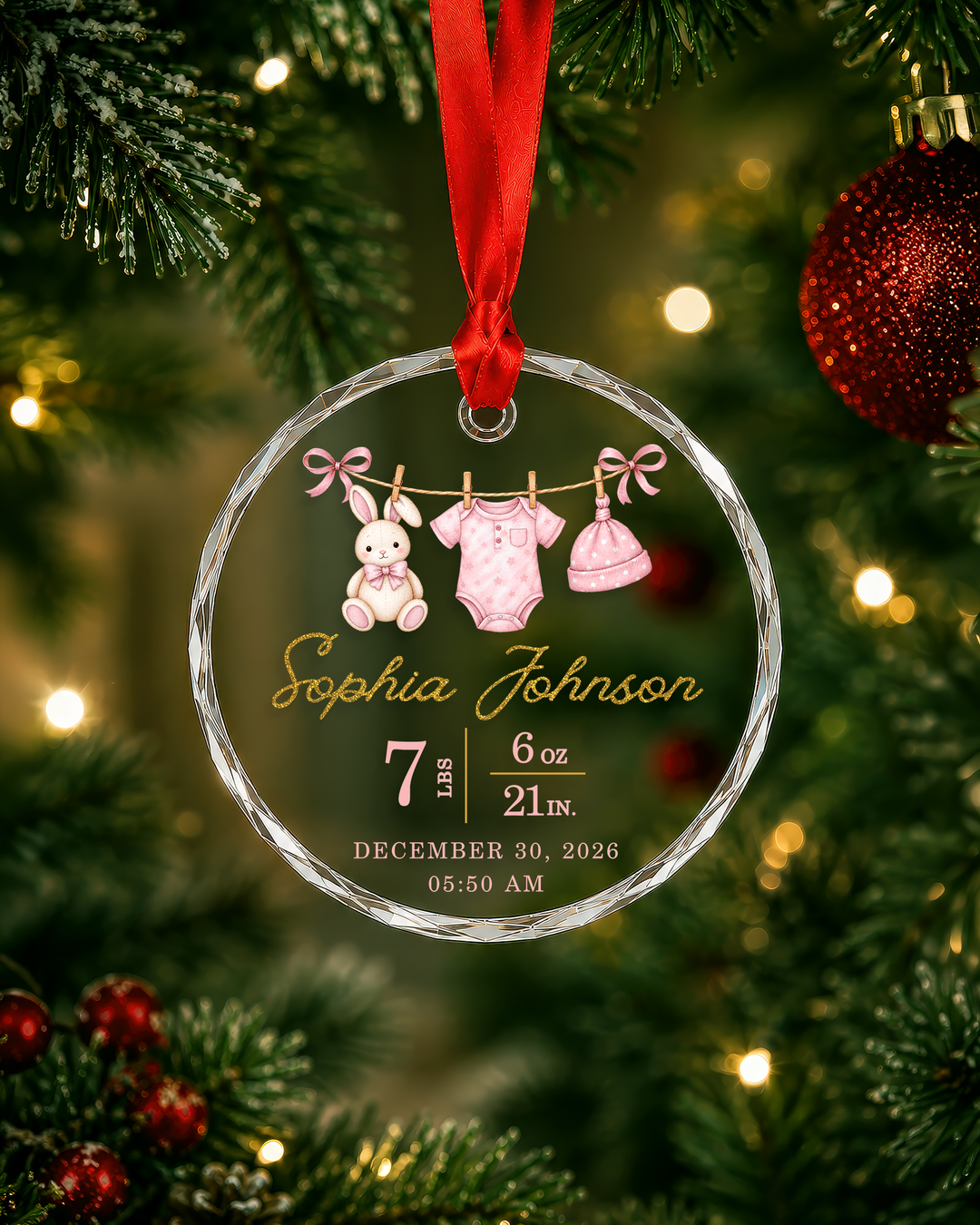 Baby First Christmas Personalized Glass Ornament
