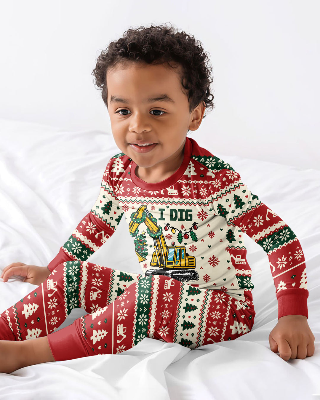 I Dig Christmas Ugly Bamboo Two Piece Long Sleeve Pajama Set